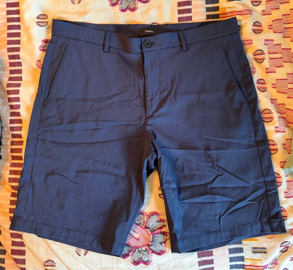 Theory Men's Zaine Neoteric Performance Shorts - 3XDRY Navy Blue - Size 34